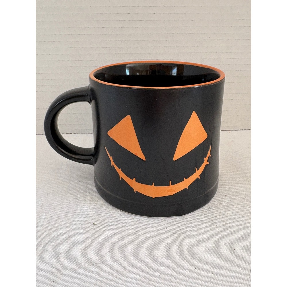 Global Design Halloween Jack‎ O Lantern Matte Black Ceramic Mug Orange